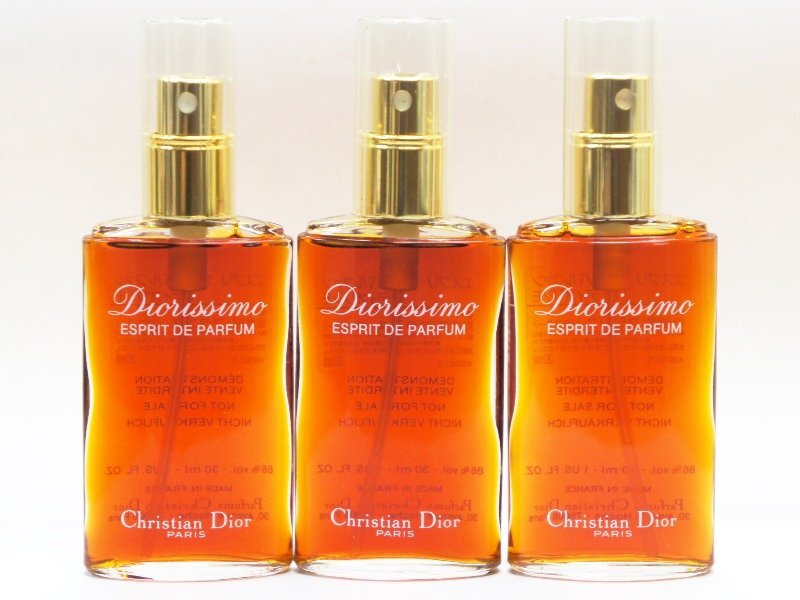 中古【Christian Dior クリスチャン・ディオール 香水】3本 Diorissimo ディオリシモ エスプリドゥパルファン スプレー テスター 30ml拍卖