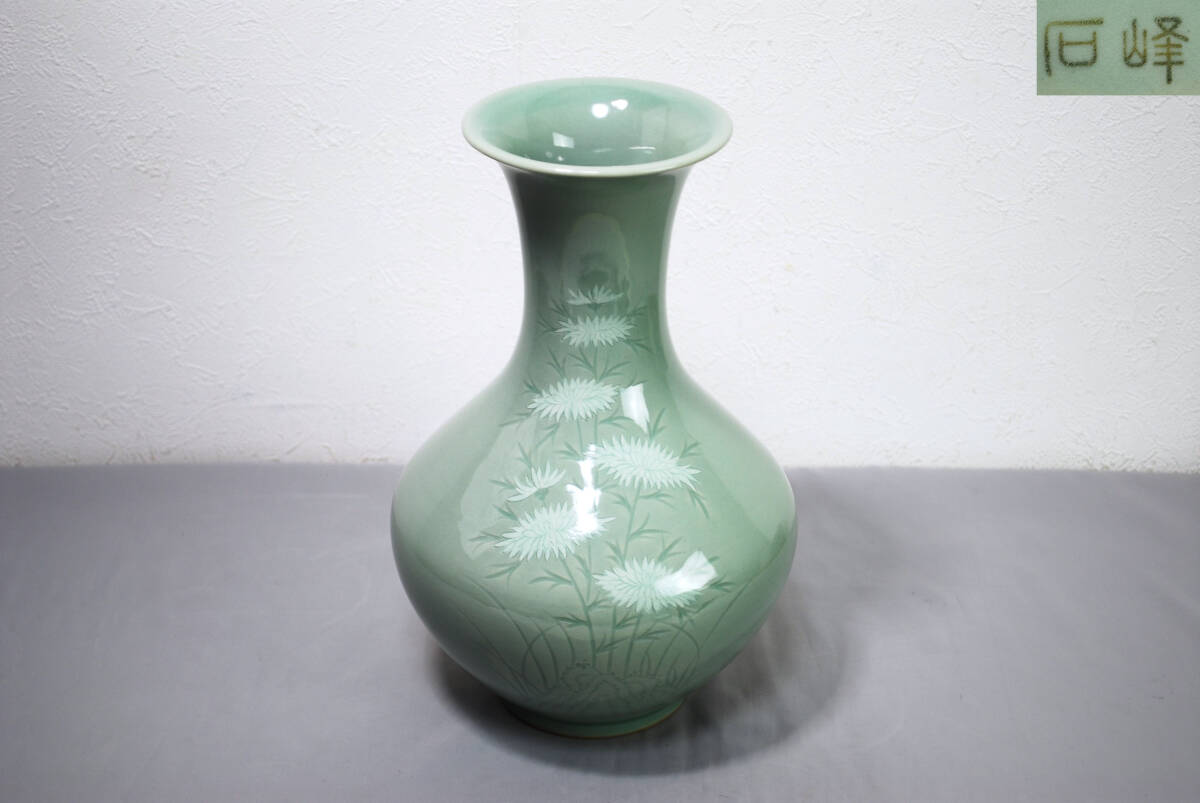 石峰 青磁 花瓶 壺/検索用 時代物 高麗青磁 李朝 朝鮮美術 骨董品 古美術【11019】拍卖