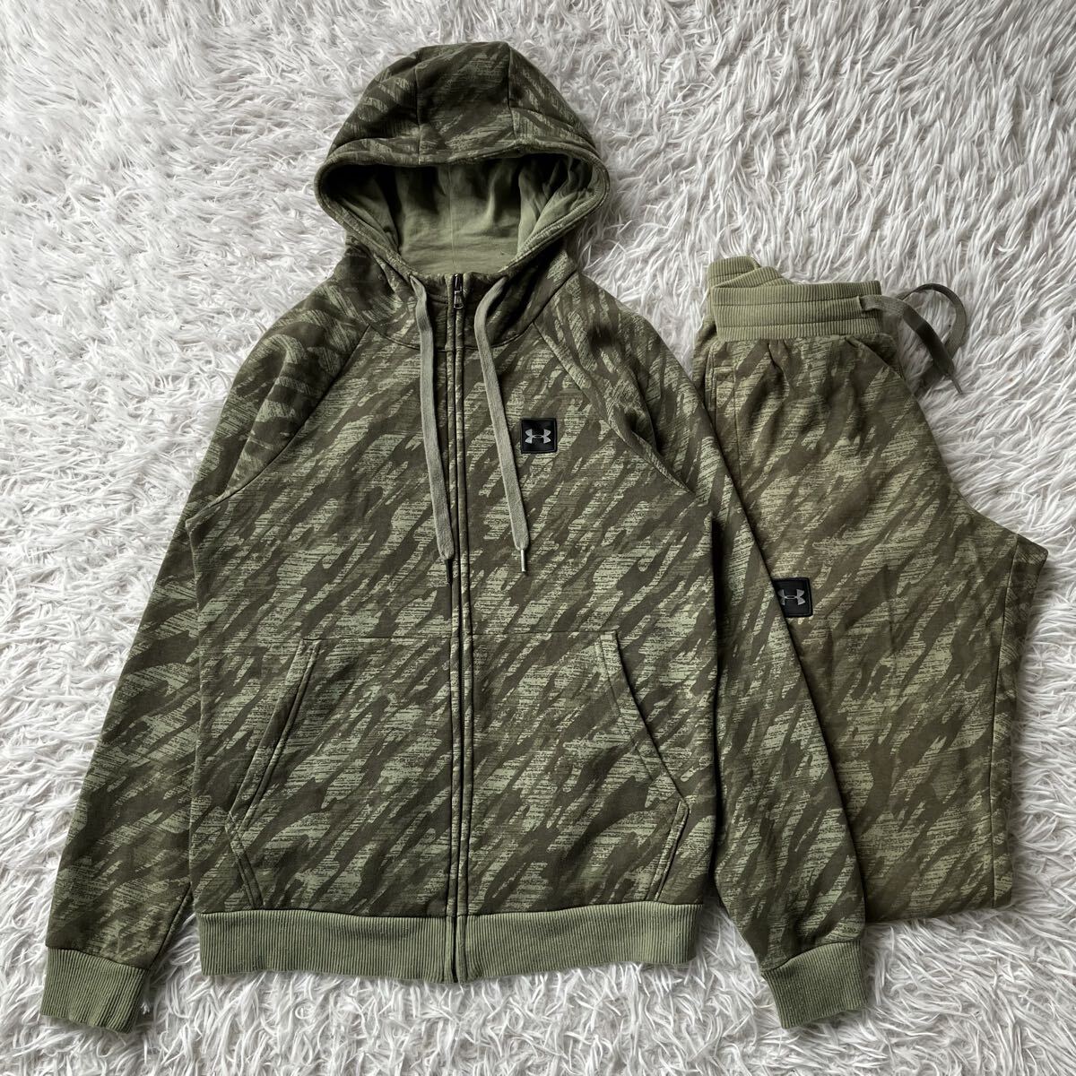 送料無料 アンダーアーマー セットアップ 迷彩 スウェット ジョガーパンツ 古着 パーカー 4095拍卖