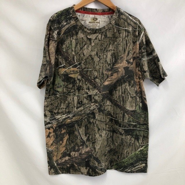 C435 モッシーオーク S アメリカ古着 半袖 コットンポリ リアルツリーカモ柄 Tシャツ ブラウン MOSSY OAK メンズ拍卖