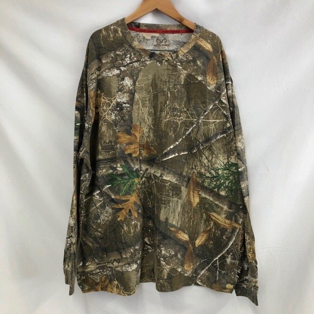 C426 リアルツリー 2XL アメリカ古着 長袖 コットンポリ リアルツリーカモ柄 Tシャツ ブラウン REALTREE メンズ拍卖