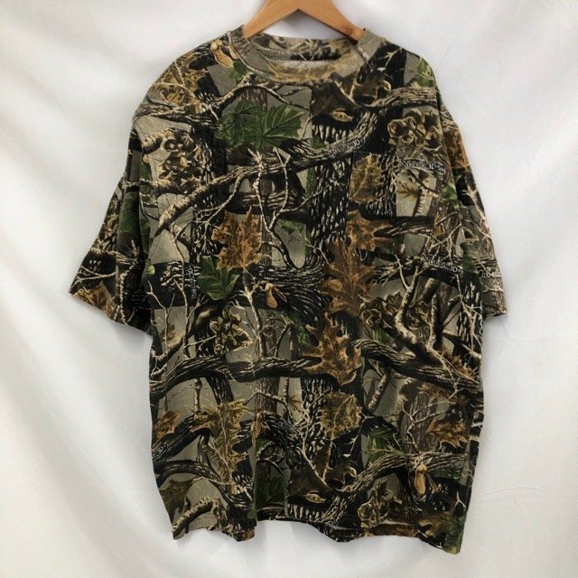 C446 カベラス L アメリカ古着 半袖 コットン リアルツリーカモ柄 Tシャツ ブラウン Cabela’s メンズ拍卖