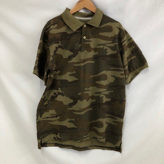 C434 フェイデッドグローリー XL アメリカ古着 半袖 リアルツリーカモ柄 ポロシャツ グリーン FADED GLORY メンズ拍卖