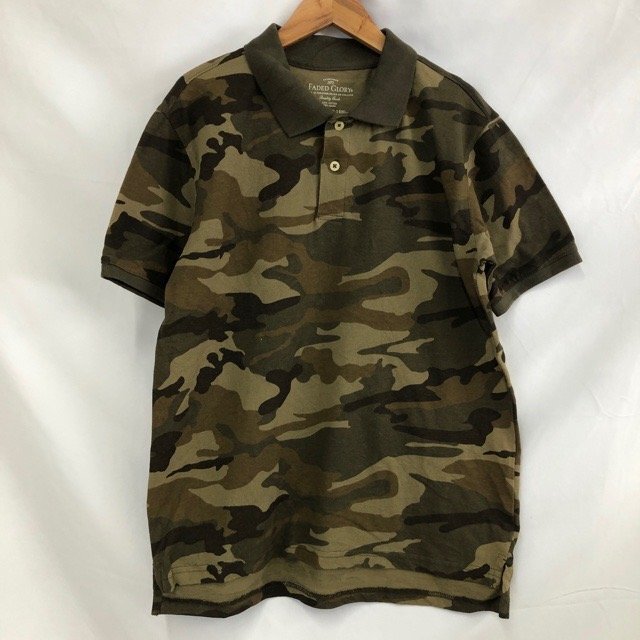 C452 フェイデッドグローリー XL アメリカ古着 半袖 リアルツリーカモ柄 ポロシャツ グリーン FADED GLORY メンズ拍卖