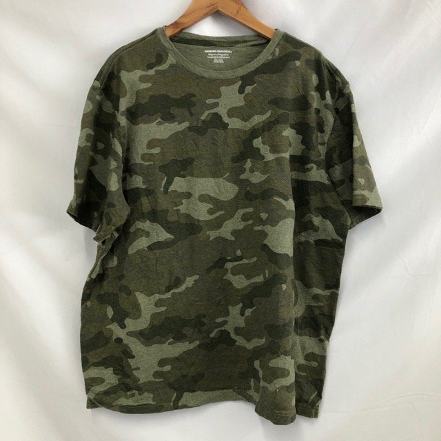 C445 アマゾンエッセンシャルズ L アメリカ古着 半袖 リアルツリーカモ柄 Tシャツ グリーン Amazon Essentials メンズ拍卖
