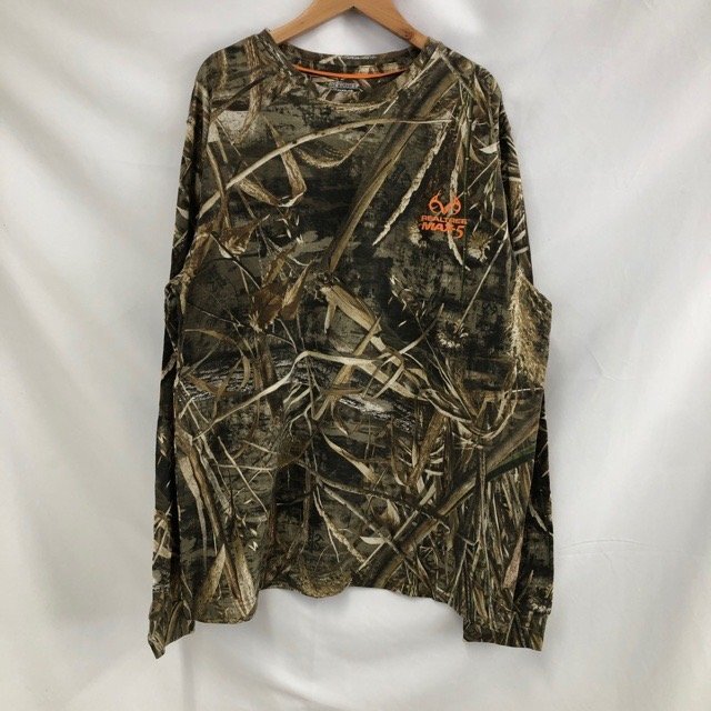 C421 リアルツリー L アメリカ古着 長袖 コットンポリ リアルツリーカモ柄 Tシャツ ブラウン REALTREE メンズ拍卖