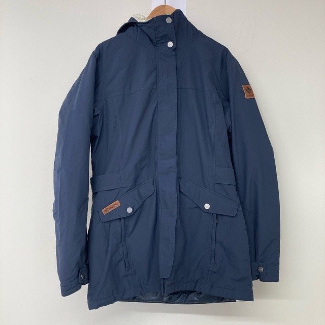 C410 コロンビア M アメリカ古着 中綿 フード ジャケット ネイビー Columbia メンズ拍卖