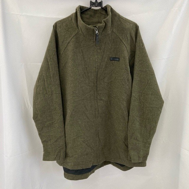 C390 コロンビア L アメリカ古着 ポリエステル フリース ジップアップ カーキ Columbia メンズ拍卖