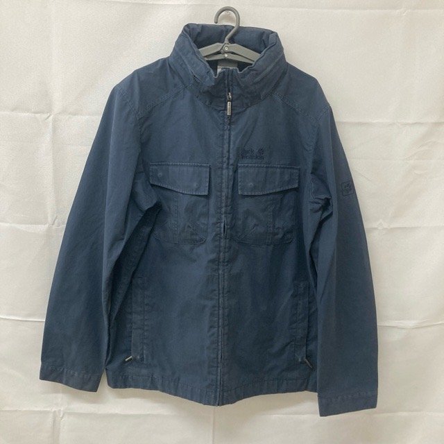 B576 ジャックウルフスキン L アメリカ古着 アウトドア コットンナイロン ジャケット ネイビー Jack Wolfskin メンズ拍卖