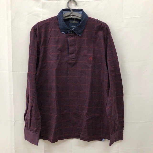 B608 ブルックスブラザーズ M アメリカ古着 コットン 長袖 ポロシャツ ワインレッド Brooks Brothers メンズ拍卖