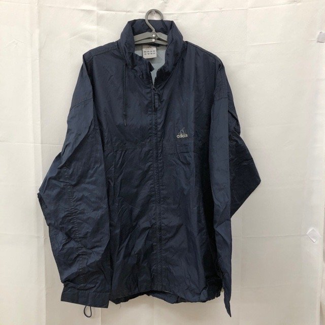 B606 アディダス L アメリカ古着 ポリエステル 長袖 ナイロンジャケット ネイビー adidas メンズ拍卖