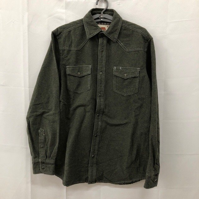 B615 ダコタグリズリー M アメリカ古着 コットン 長袖 ウエスタン チェックネルシャツ カーキ DAKOTA GRIZZLY メンズ拍卖