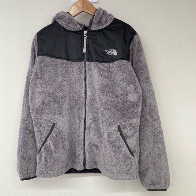 B651 ザノースフェイス XL アメリカ古着 ポリエステル 長袖 フリースジャケット グレー THE NORTH FACE レディース拍卖