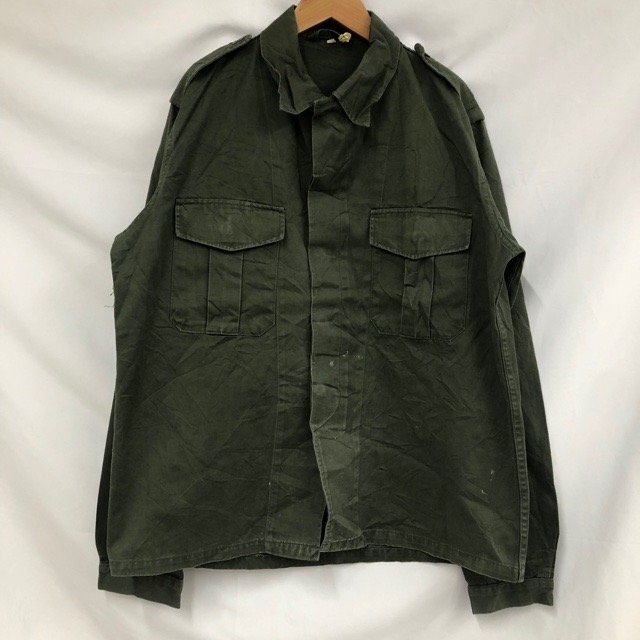 C541 ベルギー軍 ウォーリーズ 42 ユーロ古着 1977年 ミリタリー コットン シャツ オリーブ WALLYS メンズ拍卖