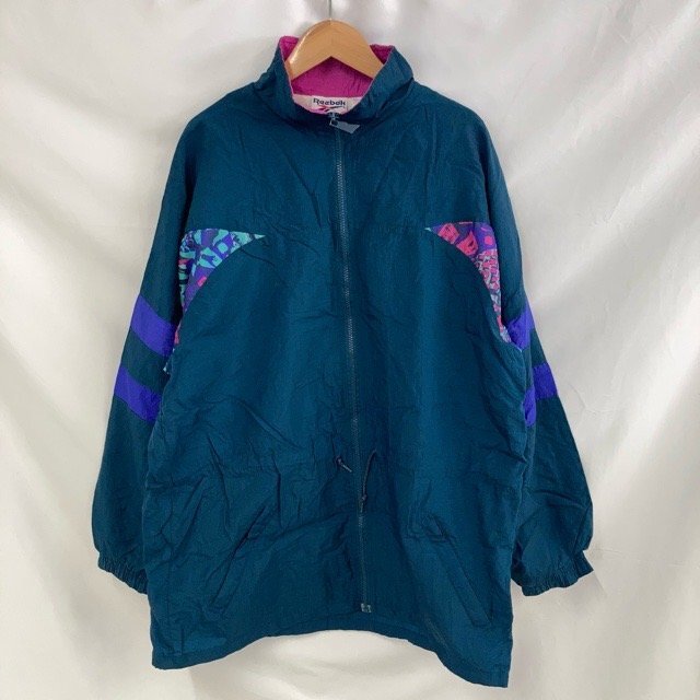 C603 リーボック M アメリカ古着 ナイロン 長袖 ジャケット ティール REEBOK メンズ拍卖