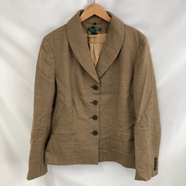 C592 ラルフローレン 14 アメリカ古着 ウール 長袖 ジャケット ブラウン LAUREN RALPH LAUREN レディース拍卖