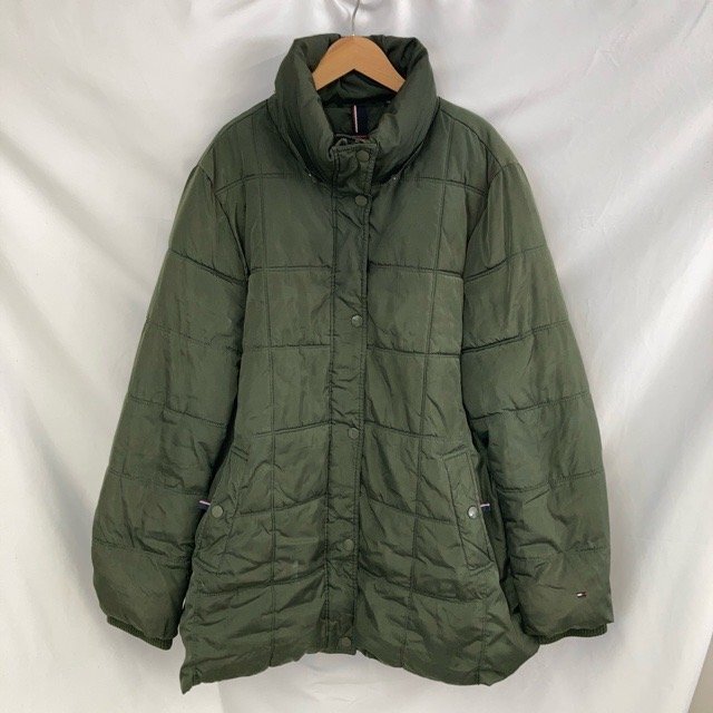 C600 トミーヒルフィガー XXL アメリカ古着 中綿 長袖 ブルゾン オリーブ TOMMY HILFIGER メンズ拍卖