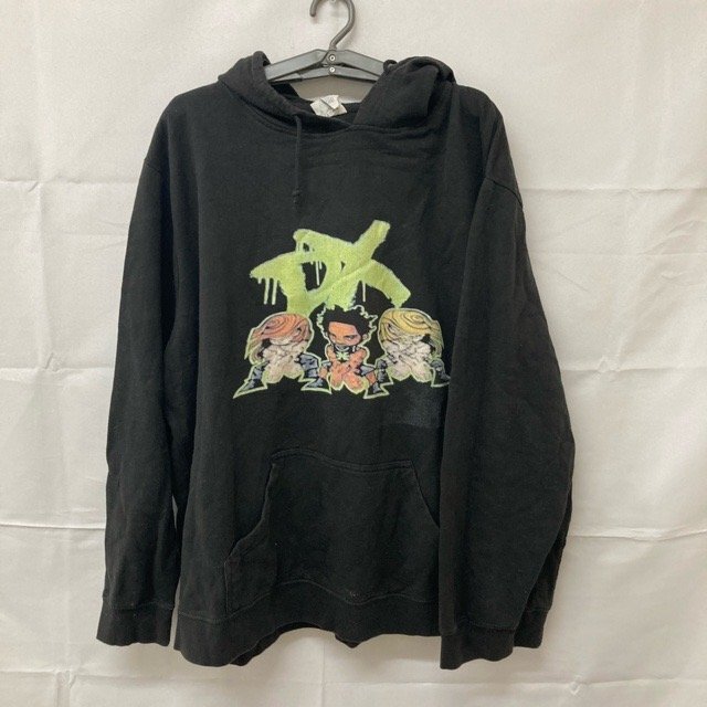 D111 デルタ 2XL アメリカ古着 コットンポリ 裏起毛 プリント パーカー ブラック DELTA メンズ拍卖