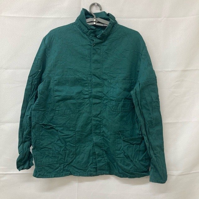 D157 サンフォー M フレンチワーク ユーロ古着 長袖 コットン ワークジャケット グリーン SANFOR メンズ拍卖