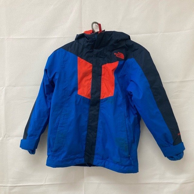 D4 ノースフェイス S/P アメリカ古着 インドネシア製 ナイロンジャケット フード付き ブルー×レッド THE NORTH FACE キッズ拍卖
