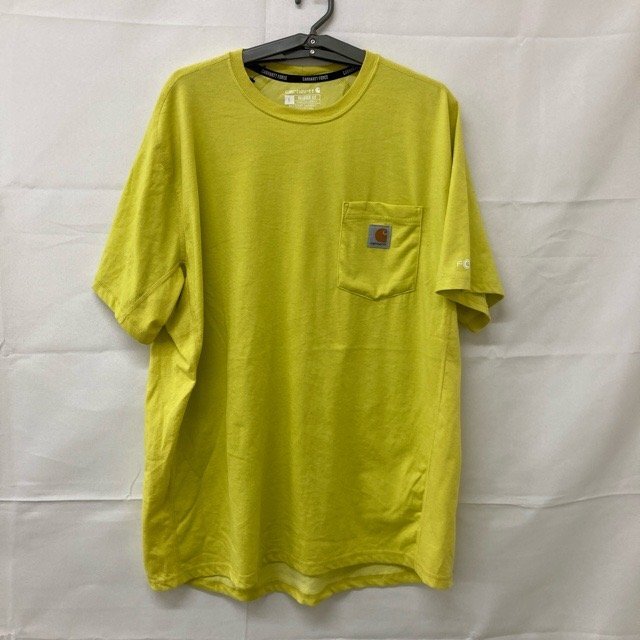 D52 カーハート L アメリカ古着 2022年 ポリエステル 半袖 ポケットTシャツ イエロー Carhartt メンズ拍卖