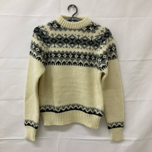 D57 シーアンドエー 164 ユーロ古着 アクリルナイロン混 ノルディック柄 ニットセーター アイボリー C&A レディース拍卖