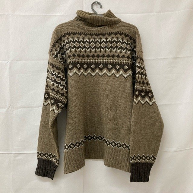 D63 ビーエスデザイン L ユーロ古着 デンマーク製 ウールアクリル混 ノルディック柄 ニットセーター ブラウン BS メンズ拍卖