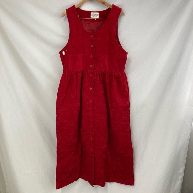 D344 スーザンブリストル 6 アメリカ古着 香港製 コーデュロイ コットン ワンピース レッド SUSAN BRISTOL レディース拍卖