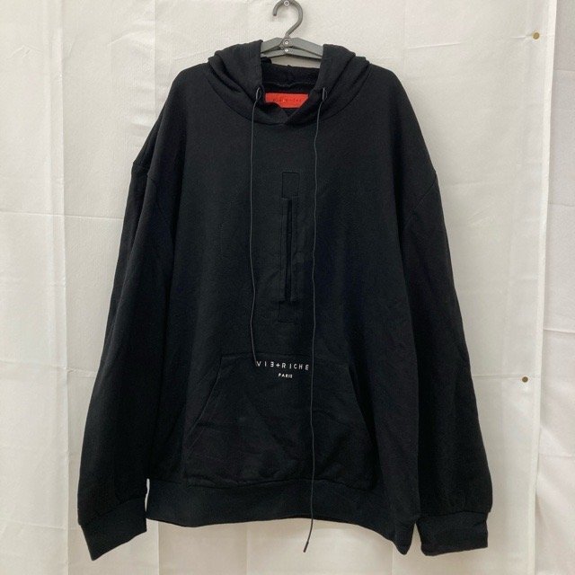A1606 ヴィーリシェ 3XL アメリカ古着 長袖 コットンエラスタン デザインパーカー ブラック VIER RICHE メンズ拍卖
