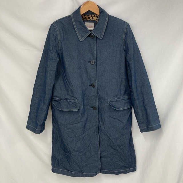 D364 ドリズル 4 アメリカ古着 韓国製 コットンデニム レオパード裏地 ロングコート ブルー Drizzle レディース拍卖