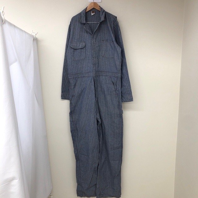 D423 ビッグベン 42 アメリカ古着 USA製 ヒッコリー コットン ツナギ オールインワン ブルー BIG BEN TALONジップ メンズ拍卖
