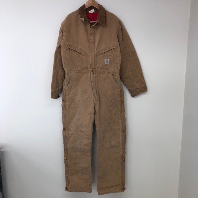 D415 カーハート アメリカ古着 USA製 90s コットン ダック地 中綿 ツナギ オールインワン オーバーオール ブラウン Carhartt メンズ拍卖