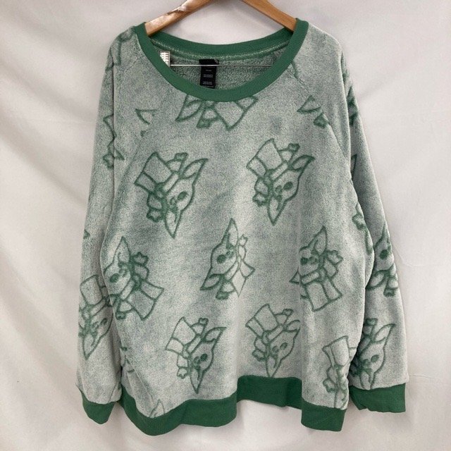 A537 スターウォーズ アメリカ古着 ポリエステル 総柄 フリース プリント スウェット グリーン系 STAR WARS レディース拍卖