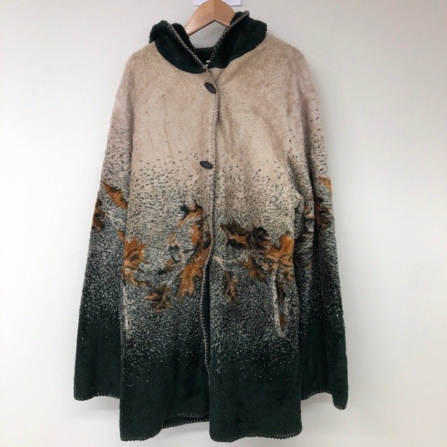 A310 ホワイトスタッグ L アメリカ古着 メキシコ製 総柄 風景 アクリル フーディ ジャケット グリーン WHITE STAG レディース拍卖