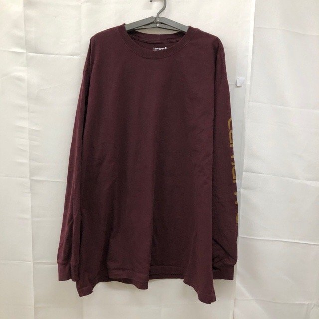 D208 カーハート 2XL アメリカ古着 2020年代 ロゴプリント コットン 長袖Tシャツ ワインレッド Carhartt メンズ拍卖