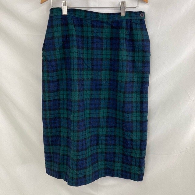 B760 ペンドルトン 8 アメリカ古着 USA製 チェック柄 ウール ロングスカート グリーン PENDLETON レディース拍卖