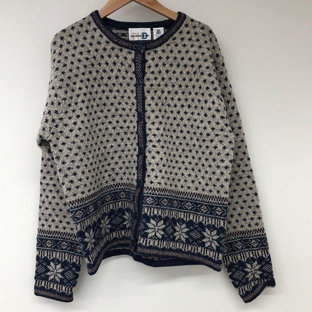 B34 ポールハリスデザイン M アメリカ古着 香港製 ウール フェアアイルニット ネイビー PAUL HARRIS レディース拍卖