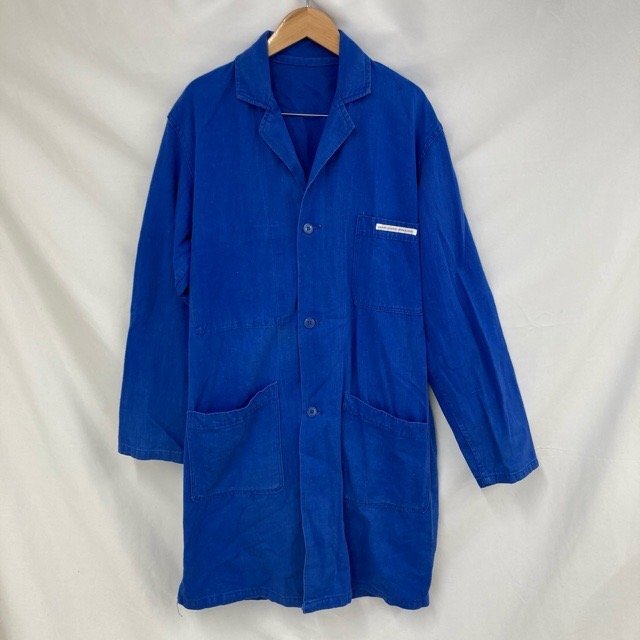 C729 フレンチワーク 36 ユーロ古着 フランス製 コットン 長袖 ショップコート ブルー au Perroquet メンズ拍卖