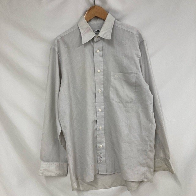 E85 クリスチャンディオール L アメリカ古着 無地 ポリコットン 長袖 シャツ グレー Christian Dior メンズ拍卖