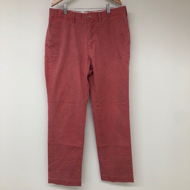 E32 ポロラルフローレン 34/32 アメリカ古着 IDEALジップ コットン ロングパンツ チノパン レッド Polo Ralph Lauren メンズ拍卖