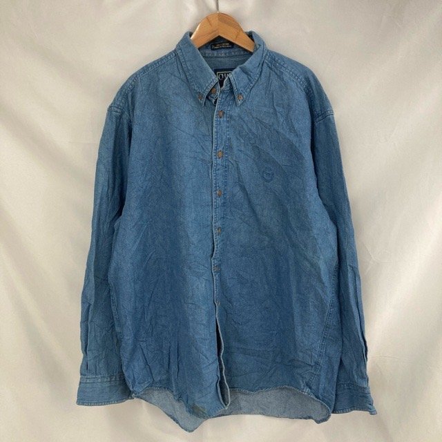 A2010 チャップスラルフローレン L アメリカ古着 長袖 コットン デニム シャツ ブルー CHAPS メンズ拍卖