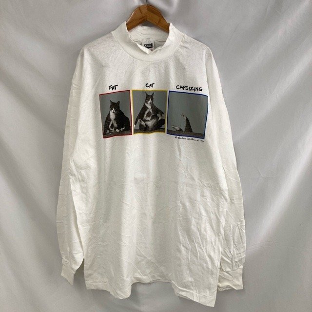 A2020 アンビル XL アメリカ古着 USA製 長袖 コットン プリント Tシャツ ホワイト anvil メンズ拍卖