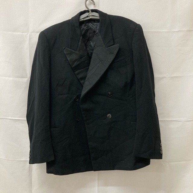 E220- マルシャンフレール MARCHAND FRERES ユーロ古着 ダブル テーラードジャケット ブラック メンズ拍卖