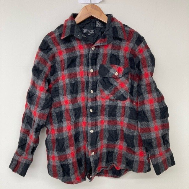 B3-17 ウールカントリー L アメリカ古着 ウール混 長袖 チェックシャツ グレー WOOLCOUNTRY メンズ拍卖