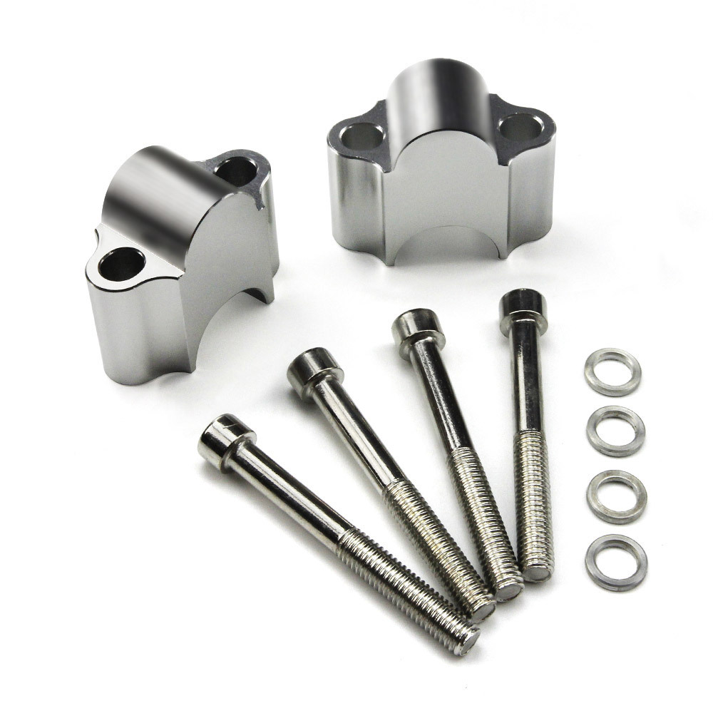 汎用φ22mm径ハンドル対応 30mmアップ ポストスペーサー ハンドルホルダー バーライザー 2個セット 銀色シルバー拍卖