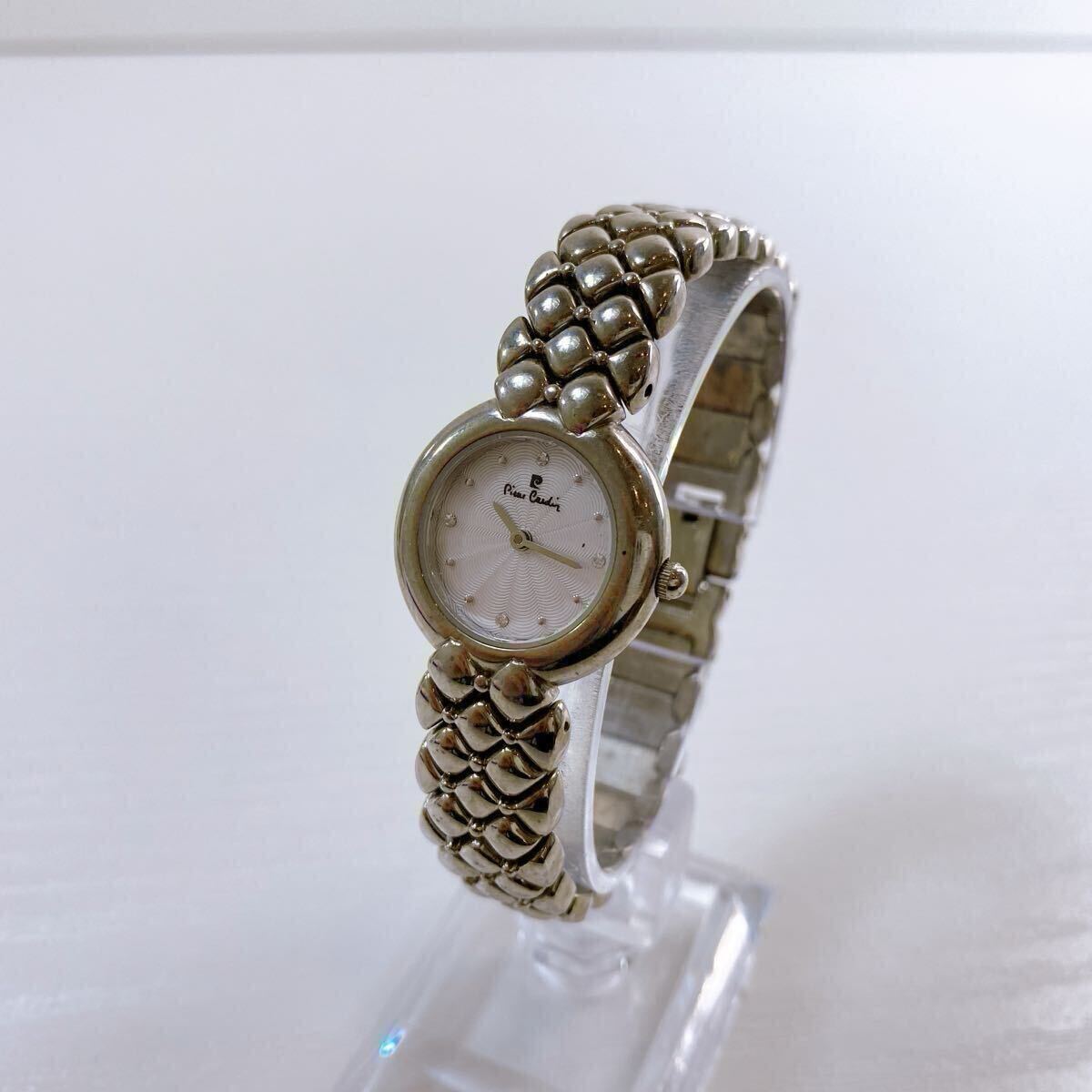 371【中古】pierre cardin ピエールカルダン レディース腕時計 クォーツ シルバー 文字盤ホワイト ラウンドフェイス 動作未確認 現状品拍卖