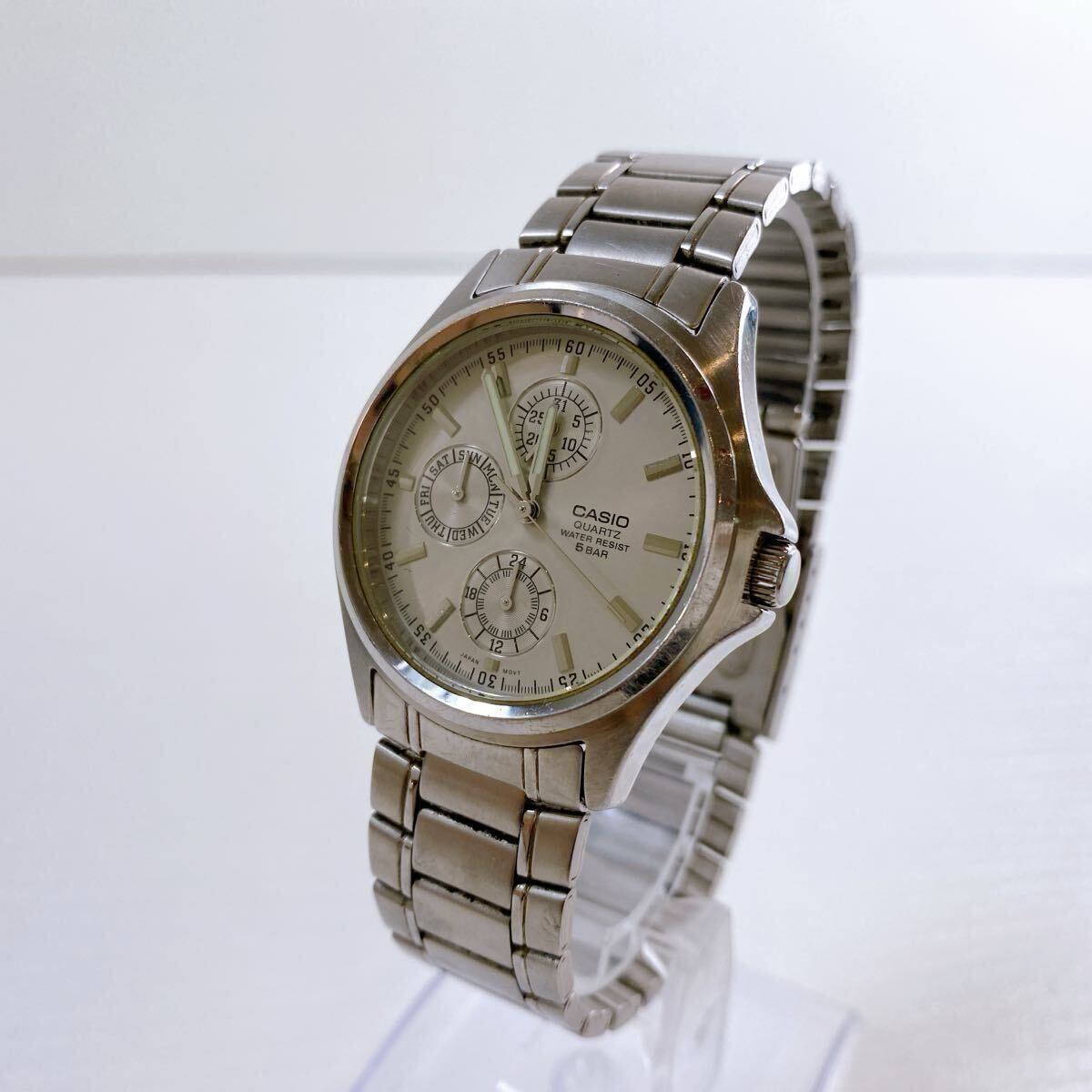 356【中古】CASIO カシオ スタンダード MTP-1246 シルバー メンズ腕時計 QUARTZ クォーツ ラウンドフェイス 5気圧防水 動作未確認 現状品拍卖