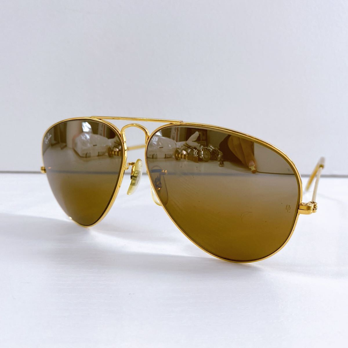 362【中古】Ray-Ban AVIATOR レイバン サングラス ティアドロップ アビエーター ゴールドフレーム ブラウン メンズ レディース 現状品拍卖