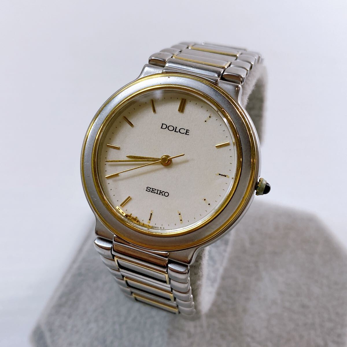 365【中古】SEIKO DOLCE セイコー ドルチェ 8N41-6040 メンズ腕時計 シルバー 文字盤ホワイト クォーツ ラウンド 動作未確認 現状品拍卖