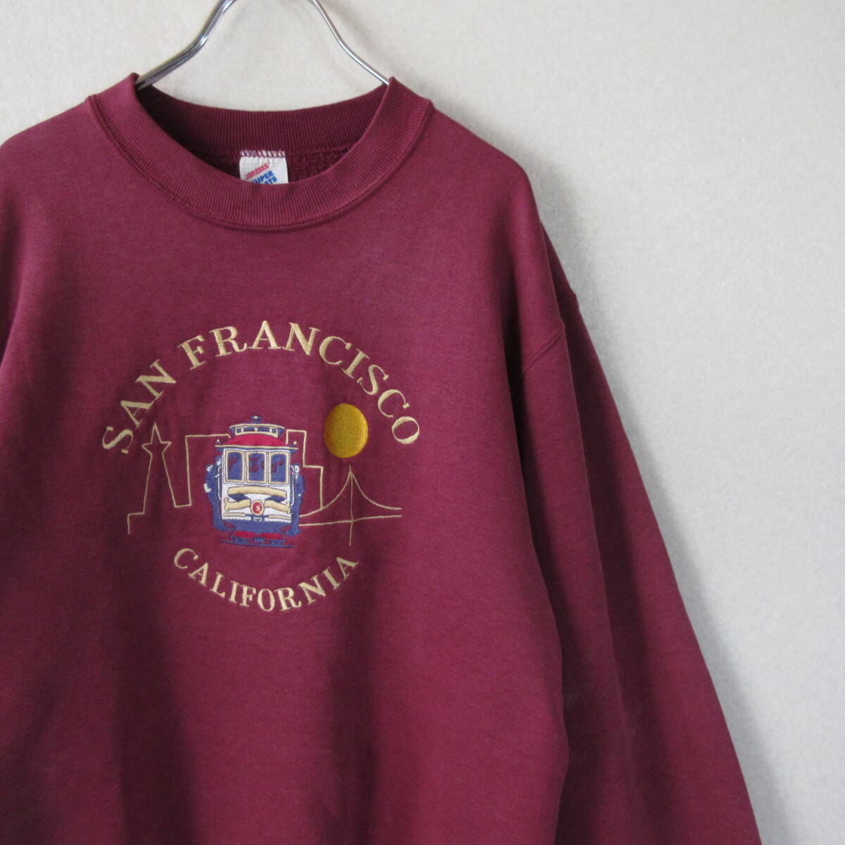 ○80s 90s jerzees ジャージーズ◆USA製 スウェット トレーナー 刺繍 SAN FRANCISCO◆メンズ ボルドー Sサイズ拍卖